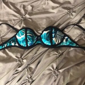 Teal and blue extra small bikini top